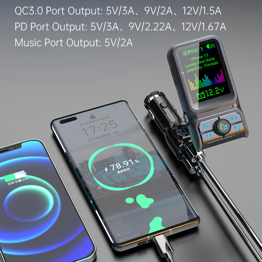 BC85 Car Bluetooth Player QC3.0/PD Fast Charger 1.77" Color Screen Car FM Transmitter Support EQ Sound Adjustment BC85 Car Bluetooth Player QC3.0/PD Fast Charger 1.77" Color Screen Car FM Transmitter Support EQ Sound Adjustment